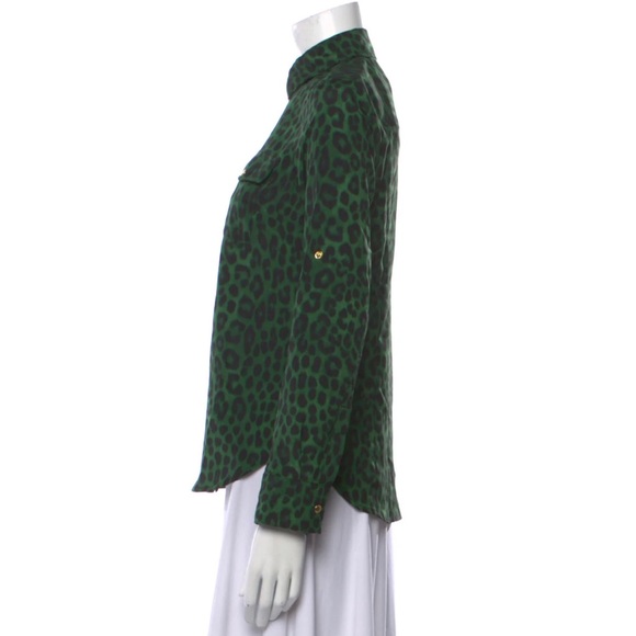 Michael Kors Cheetah Print Mock Neck Button-Up Top - Picture 6 of 7